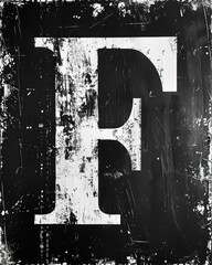 f capital letter in white distressed grunge on a black background