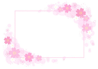 桜の花のイラストで装飾されたデザイン用のテンプレート。春のデザイン素材。	