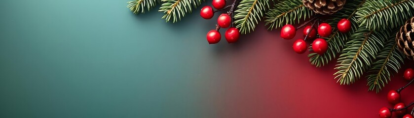 Gradient background in green and red hues for Christmas marketing, with copy space