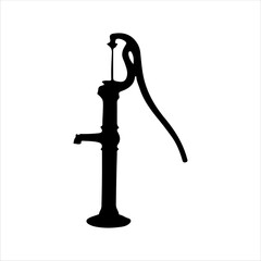 Old water pump silhouette isolated on white background. Water pump icon vector illustration design.