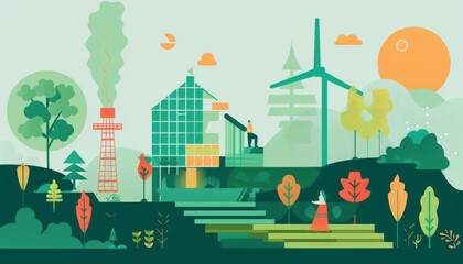 Fototapeta premium The image shows a green and sustainable city