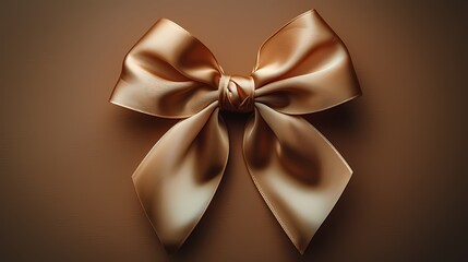 A luxurious gold ribbon bow mockup on a solid background