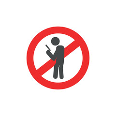 Vector illustration that it is prohibited to use a smartphone while walking.