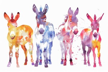A group of donkeys standing together, suitable for various projects