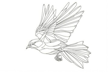 Detailed black and white drawing of a bird. Suitable for educational materials