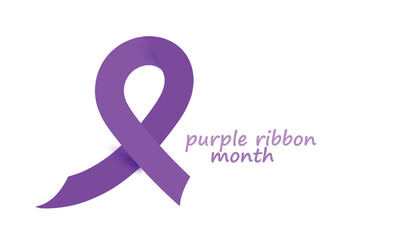 Purple Ribbon month. background, banner, card, poster, template. Vector illustration.