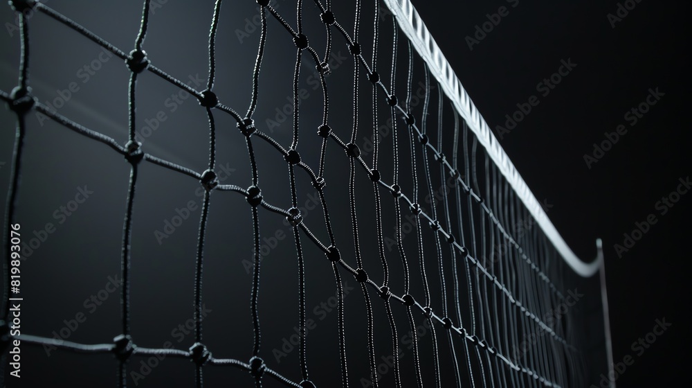 Poster black volleyball net close up. the net is in focus and the background is blurred. the image is well 