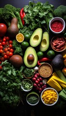 Nutritious meals to maintain the balance of body and mind. Avocados and healthy eating greens