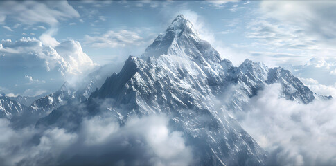 Obraz premium Snow-capped mountains in fog