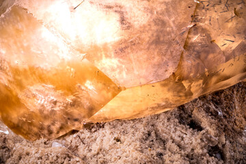 Honey calcite from Berry materials corp quarry, north vernon, jennings co. Indiana, USA. macro...
