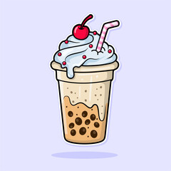 Bubble milk tea. Boba tea vector illustration.