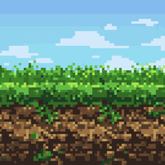 Pixel background. The concept of games background. Vector illustration