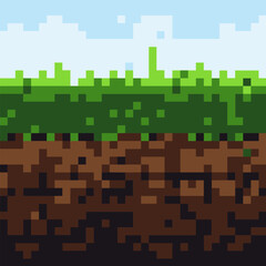 Pixel background. The concept of games background. Vector illustration