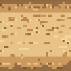 Vector sand pixel blocks background pattern. Retro console game level cubic pixel texture. Computer 8 bit 80s arcade