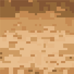 Vector sand pixel blocks background pattern. Retro console game level cubic pixel texture. Computer 8 bit 80s arcade