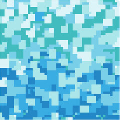Vector snow, ice and water pixel blocks background pattern. Retro console game level cubic pixel texture. Computer 8 bit 80s arcade