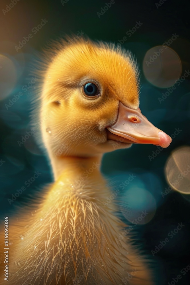 Poster close up image of a duck with a blurred background. suitable for various nature or animal themed pro
