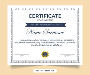 Creative office certificate and honor credential design with Black and golden colors. Professional certificate design with creative border decoration and vintage colors.