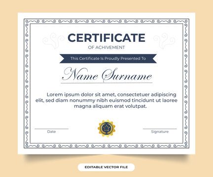 Creative office certificate and honor credential design with Black and golden colors. Professional certificate design with creative border decoration and vintage colors. - Powered by Adobe