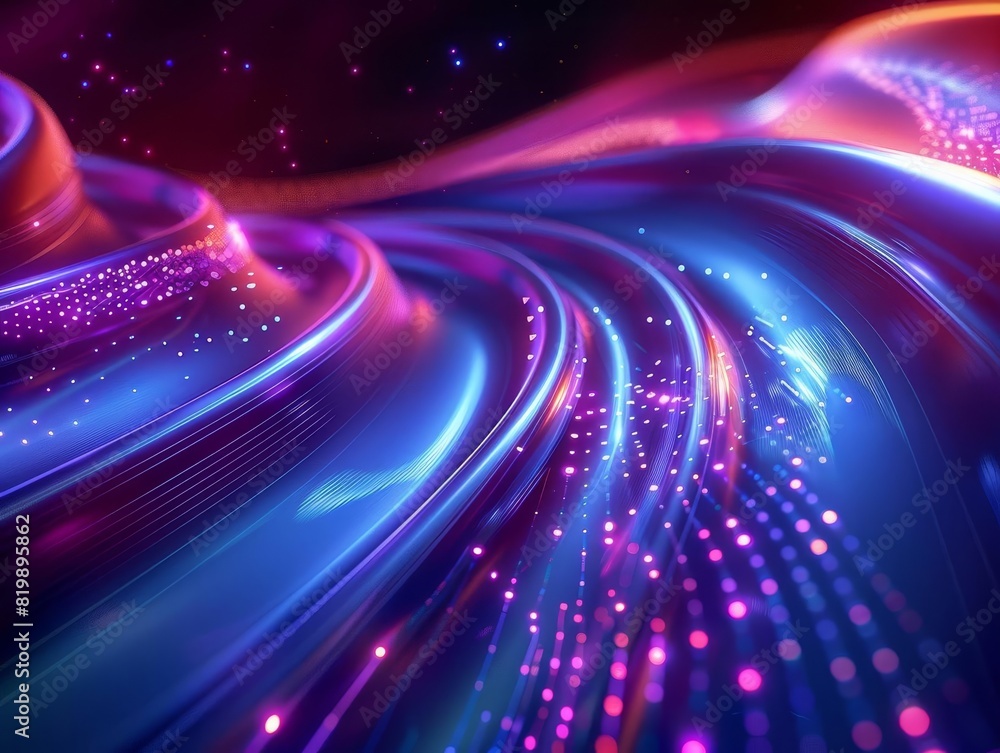 Leinwandbilder vibrant abstract digital art with neon lights and dynamic lines, creating a futuristic and mesmerizi