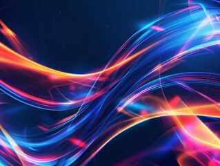 Colorful abstract light trails creating a vibrant, glowing effect against a dark background. Perfect for backgrounds and digital art projects.