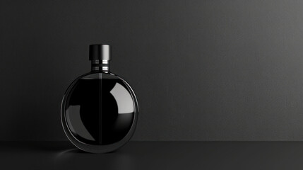 black perfume bottle in black background