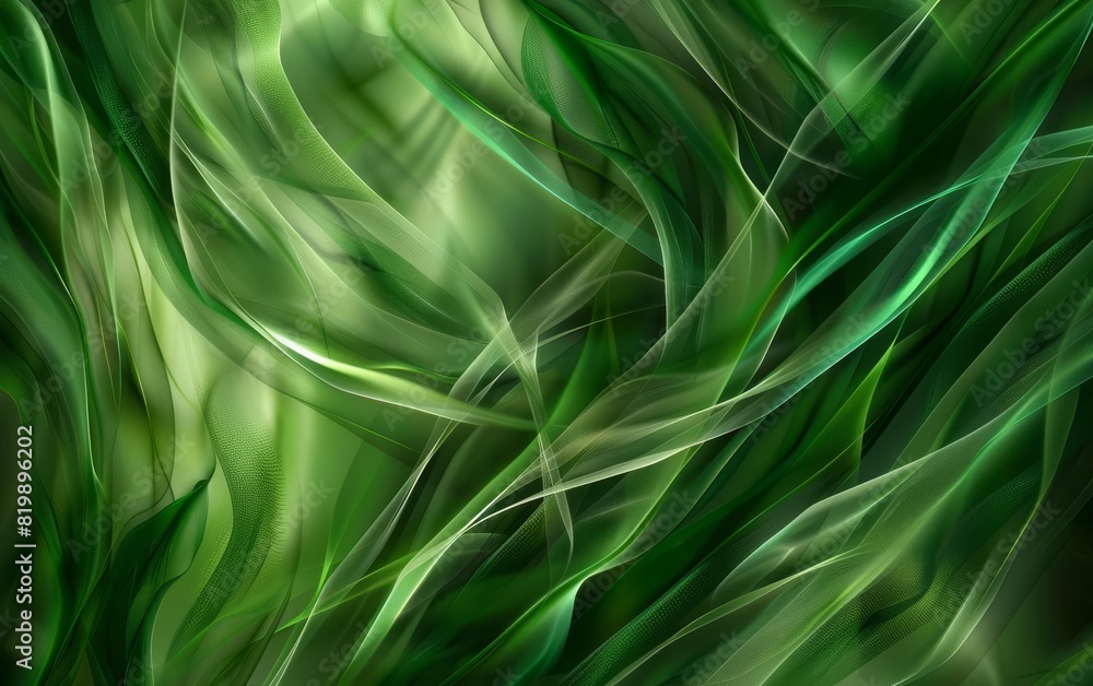 Poster abstract green background with flowing lines and textures, giving a natural and organic feel with a 