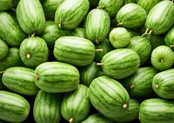 Winter melon fruit in a basket, isolated on a white background.