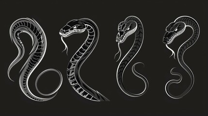 Obraz premium Image of three snakes on a dark background. Suitable for educational materials
