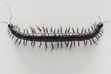 Close-up of a black and orange insect crawling on a white surface. Perfect for educational materials or nature-themed designs