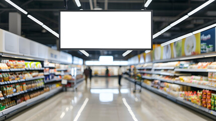 Blank advertising mockup for advertisement at the supermarket. Created using generative AI. AI