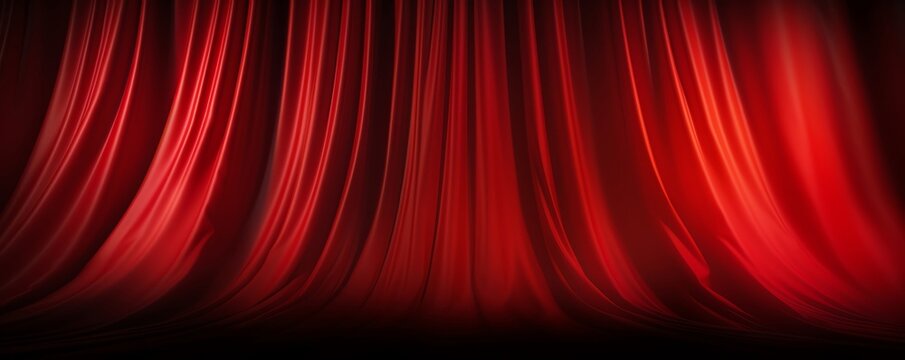 Red stage curtain with spotlight.