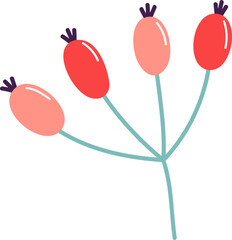 Red flower clipart vector. christmas floral doodle.