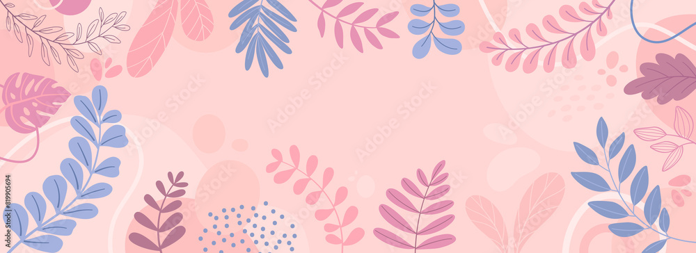 Poster design banner frame flower spring background with beautiful. flower background for design. colorful 
