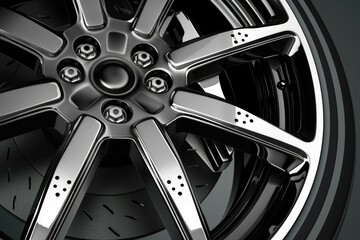 Obraz premium Detailed view of a car wheel, suitable for automotive industry use