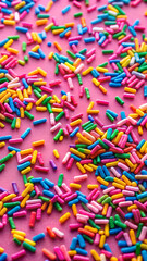 Sprinkles Sprinkled on Pink Surface
