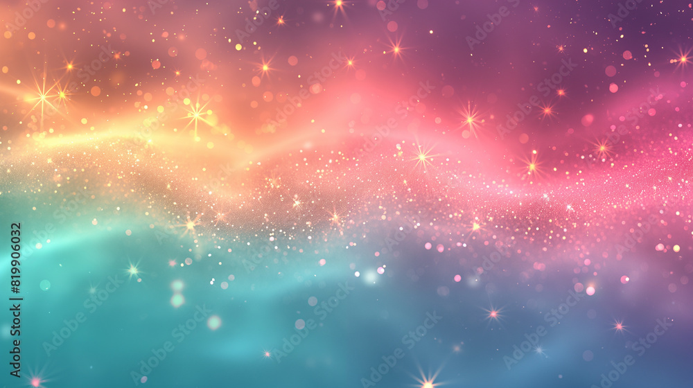 Canvas Prints a colorful, starry background with a rainbow in the middle