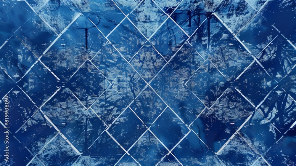 Aufkleber aerial view of intricate cyanotype prints with geometric patterns in bright natural light
