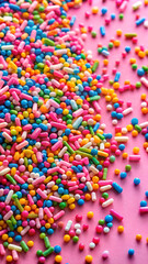 Sprinkles Sprinkled on Pink Surface