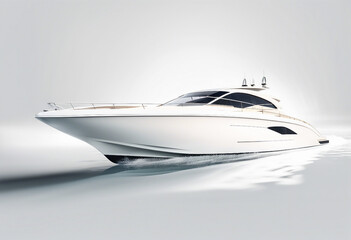 luxury speed boat vehicle yacht white, isolated white background
