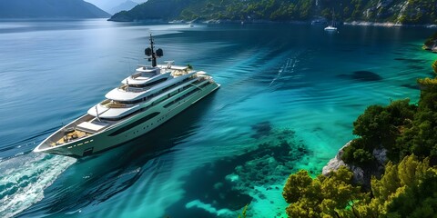 Luxurious Yacht on the Sparkling Adriatic Sea from an Aerial Perspective. Concept Luxury Yacht,...