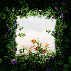 exit from the dark into a green, healthy and lush landscape - 3d illustration