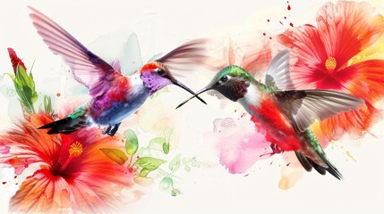 Hummingbird and Flowers