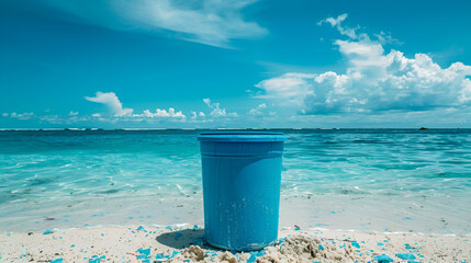 garbage bin on the beach