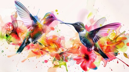 Hummingbird and Flower Symphony
