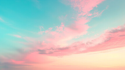 A beautiful blue and pink sky with fluffy clouds