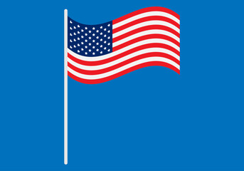Bandera de los Estados Unidos de América en fondo azul.