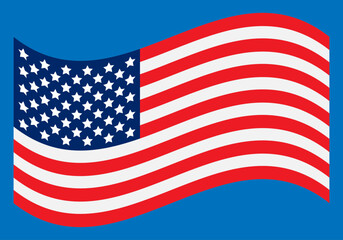 Bandera de los Estados Unidos de América en fondo azul.