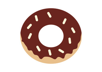 Rosquilla con cubierta de chocolate y confitería de colores.