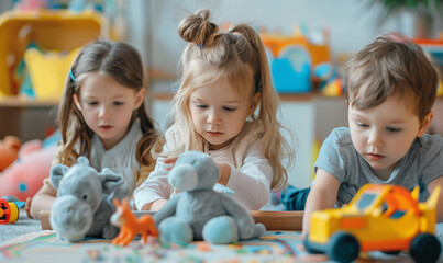 Fototapeta premium Fostering Young Imaginations with Educational Toys in Kindergarten 